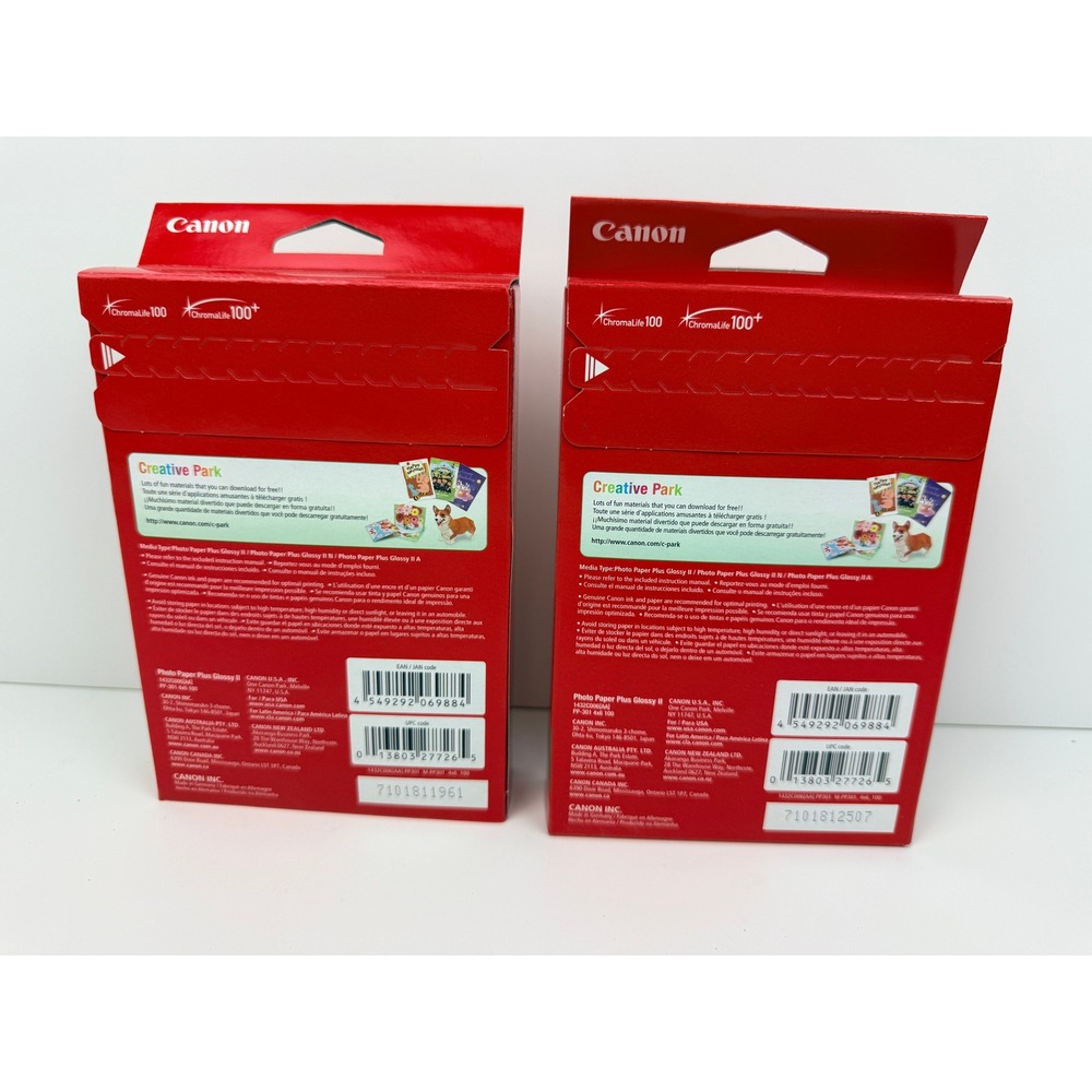 Canon Photo Paper Plus Glossy II PP-301 4x6 100 Sheets 200 Total NEW Lot 2 -BZ - Picture 2 of 4